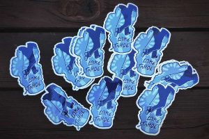 Assortment of Hike Lake Tahoe stickers designed by Jared Manninen