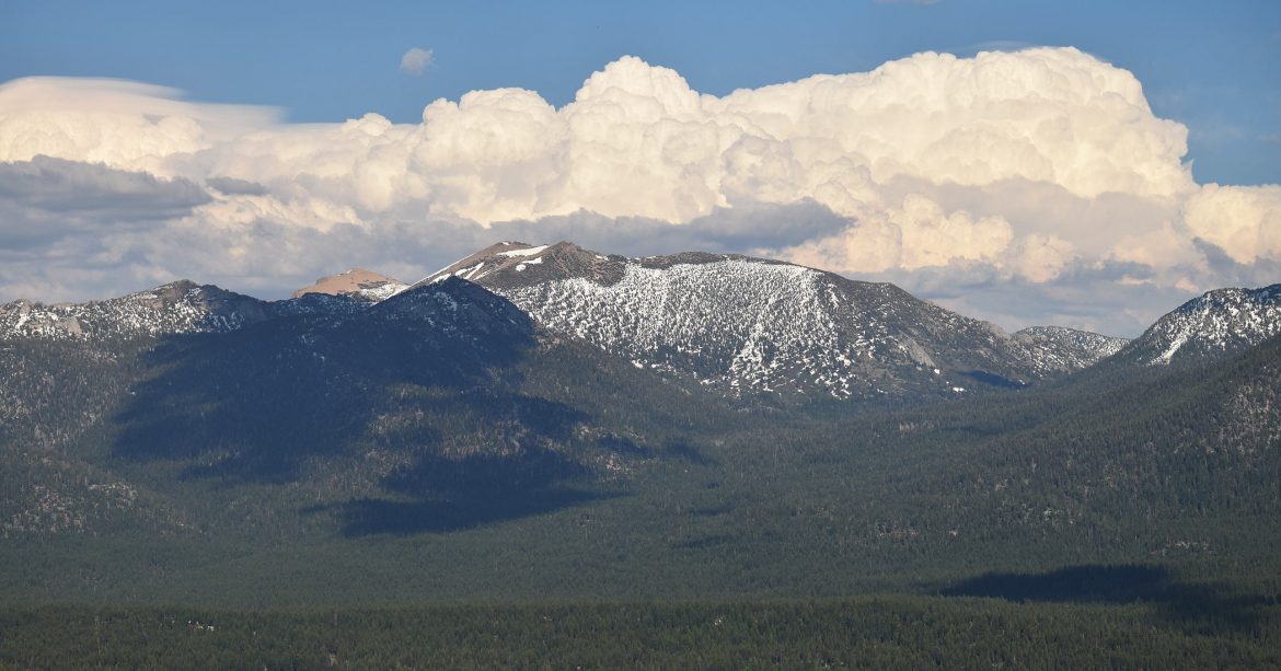 Freel Peak with billowing clouds in the background