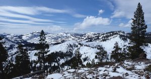 View of Donner Pass from Drifter Hut at Tahoe Donner Cross Country